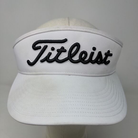 Titleist Men's Strapback Sun Visor Hat White Embroidered Logo Polyester Blend - Picture 2 of 9